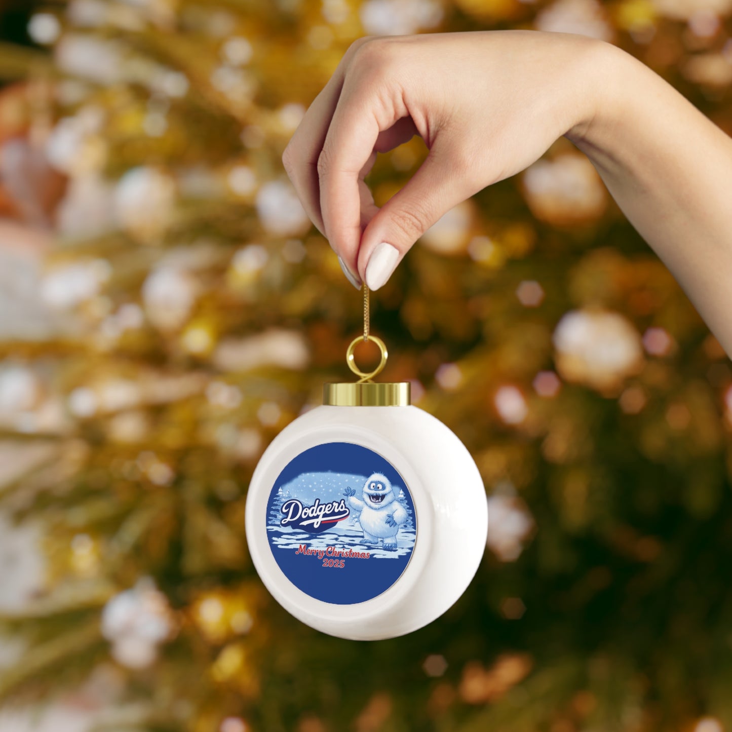 Dodgers Yeti Merry Christmas 2025 Ornament | Baseball Team Holiday Ball
