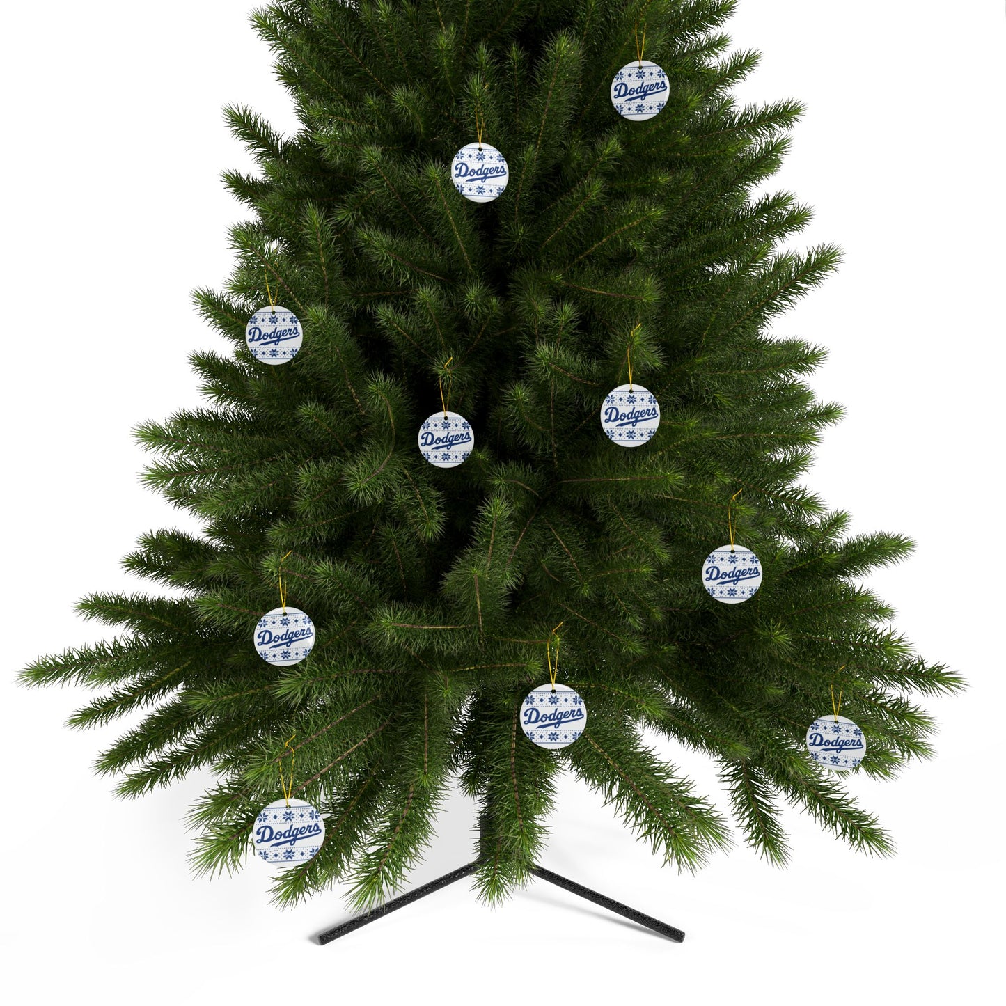 Dodgers Logo Holiday Pattern Ornament | Ceramic Round Ornament