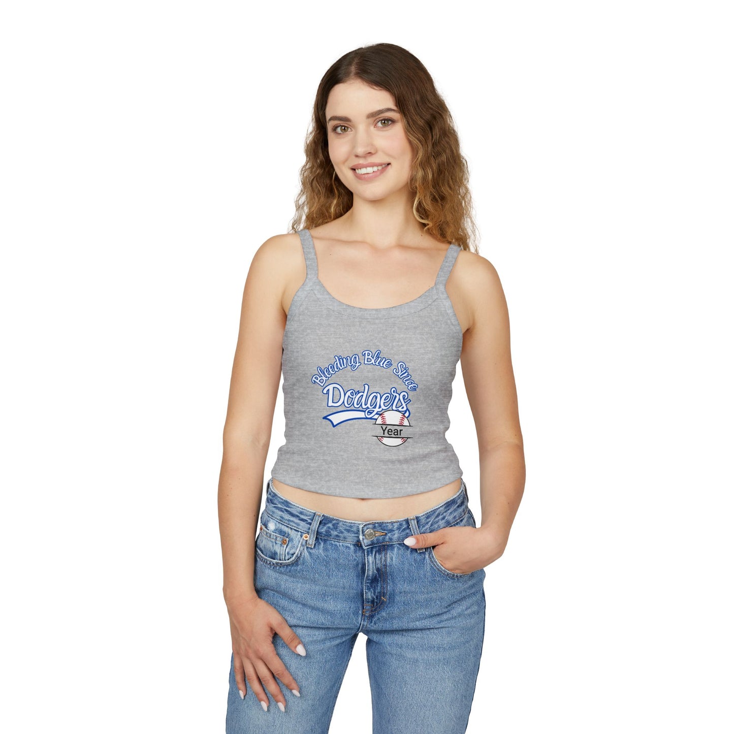 Bleeding Blue, Custom, Women's Spaghetti Strap Tank Top, Personalized Sleeveless Tank