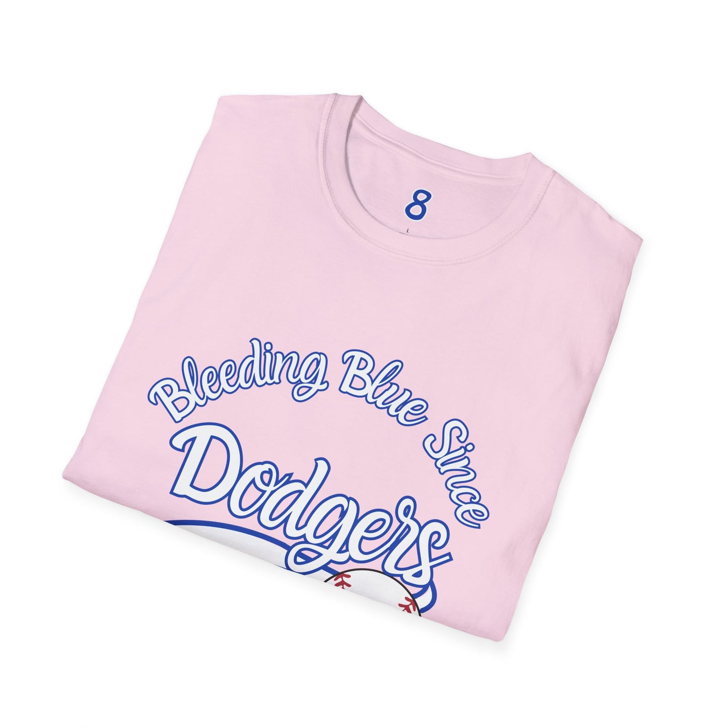 Bleeding Blue Since Customizable Tee - Dodgers 8 Championships Unisex Softstyle T-Shirt -