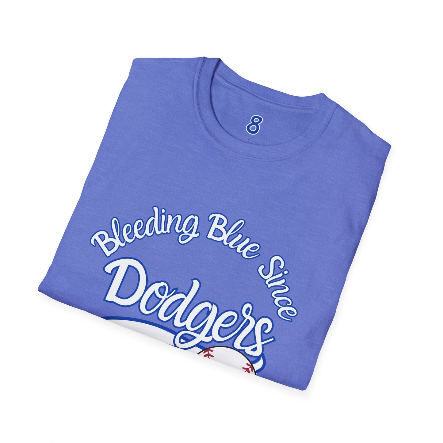 Bleeding Blue Since Customizable Tee - Dodgers 8 Championships Unisex Softstyle T-Shirt -