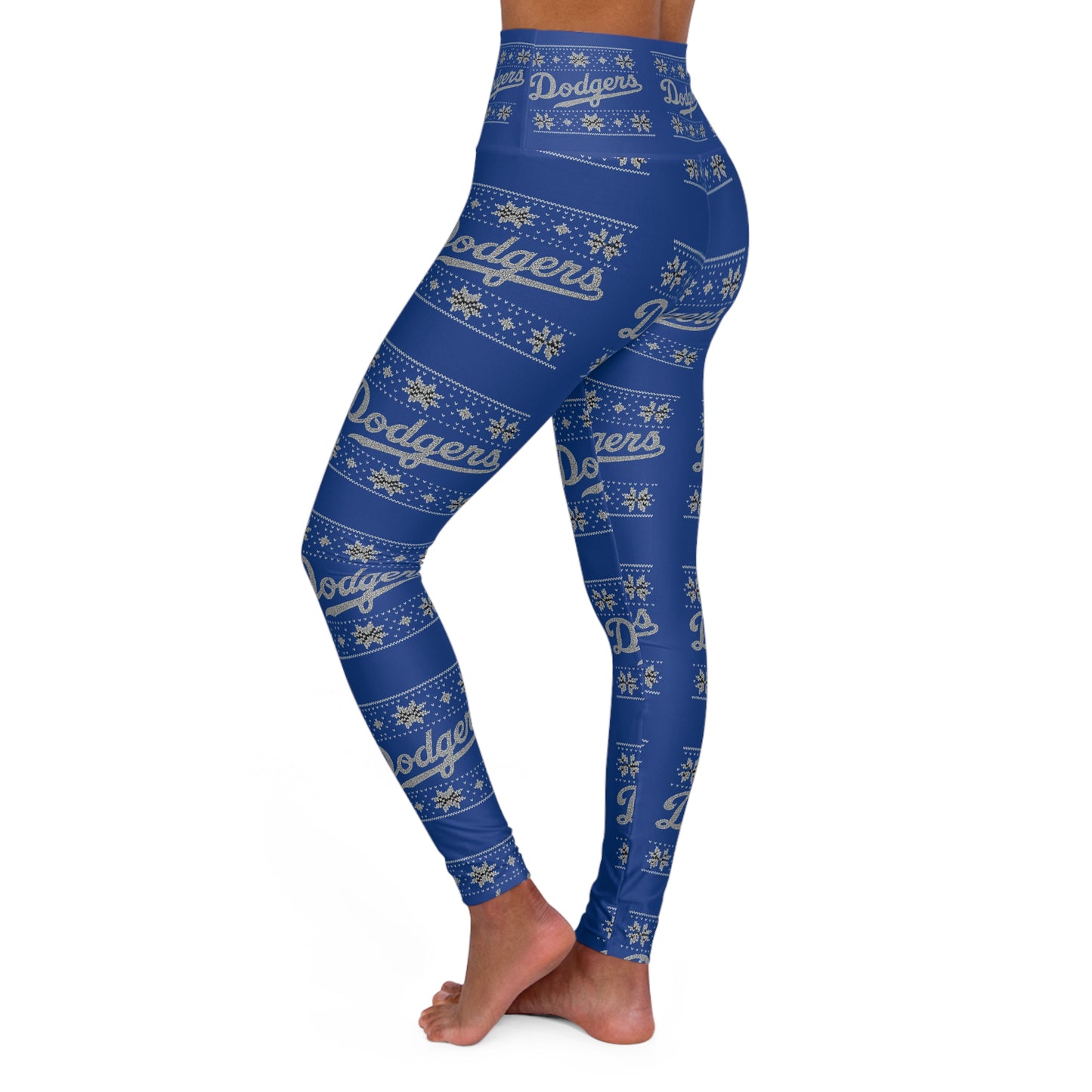 Dodgers White Holiday Pattern High Waisted Leggings