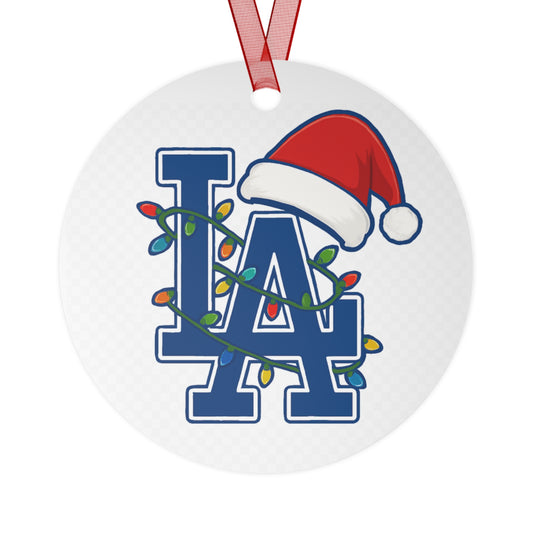 LA Dodgers Logo Double Sided Metal Christmas Ornament