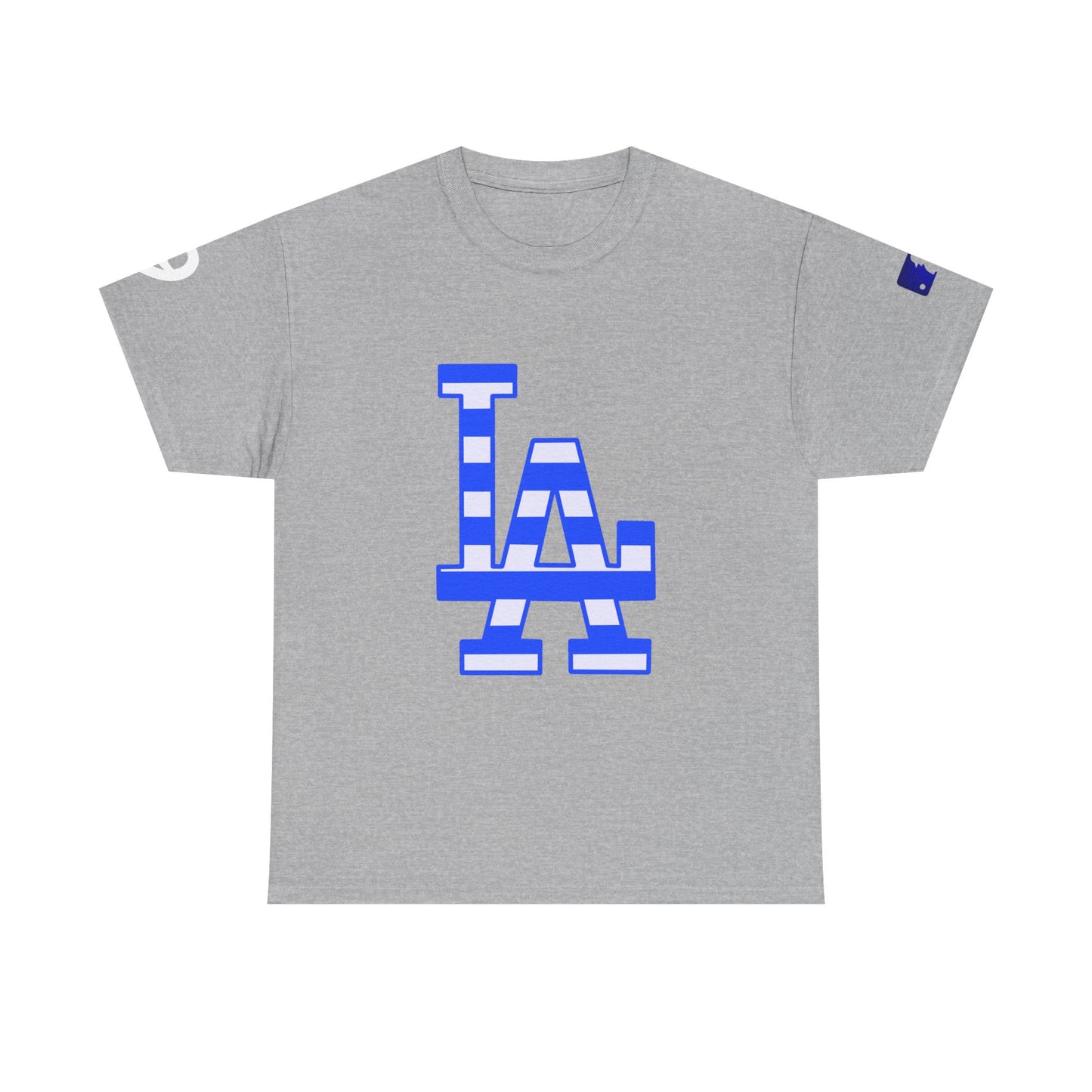 LA striped logo I Bleed Dodgers Blue 9 champs T-Shirt