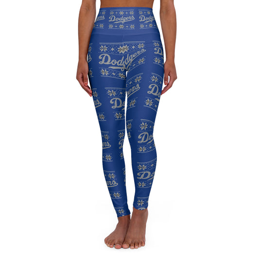 Dodgers White Holiday Pattern High Waisted Leggings