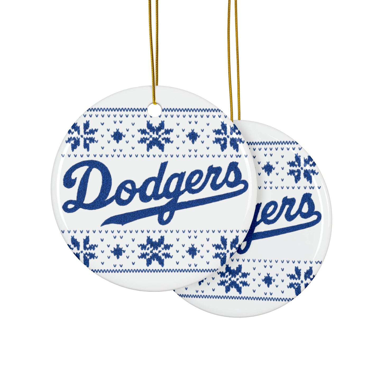 Dodgers Logo Holiday Pattern Ornament | Ceramic Round Ornament