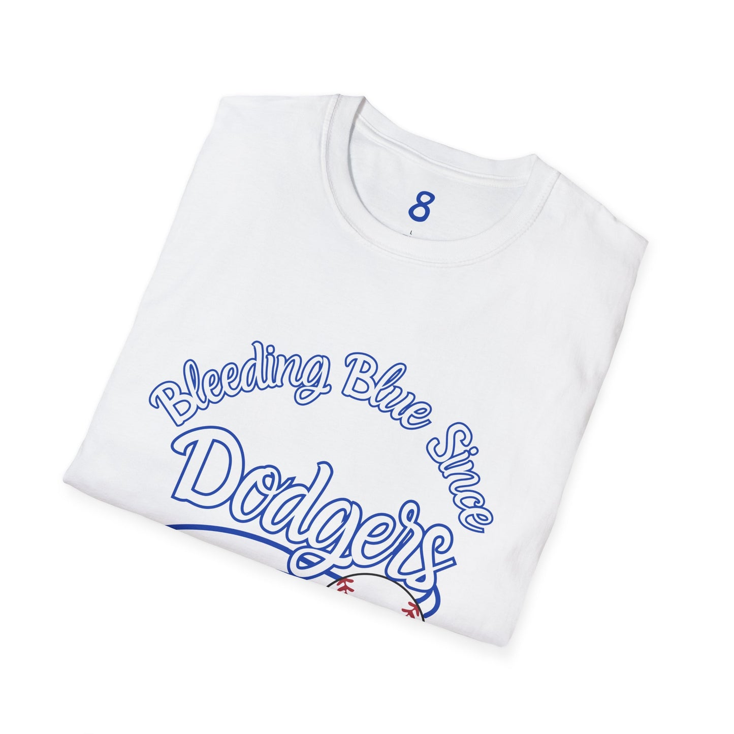 Bleeding Blue Since Customizable Tee - Dodgers 8 Championships Unisex Softstyle T-Shirt -