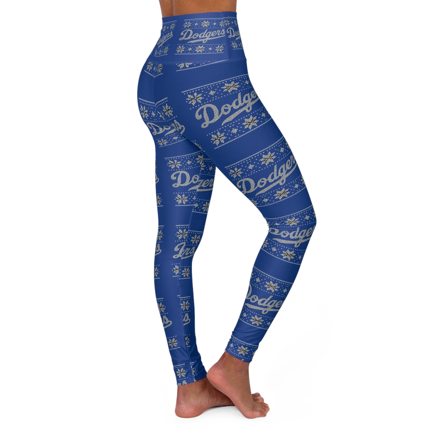 Dodgers White Holiday Pattern High Waisted Leggings