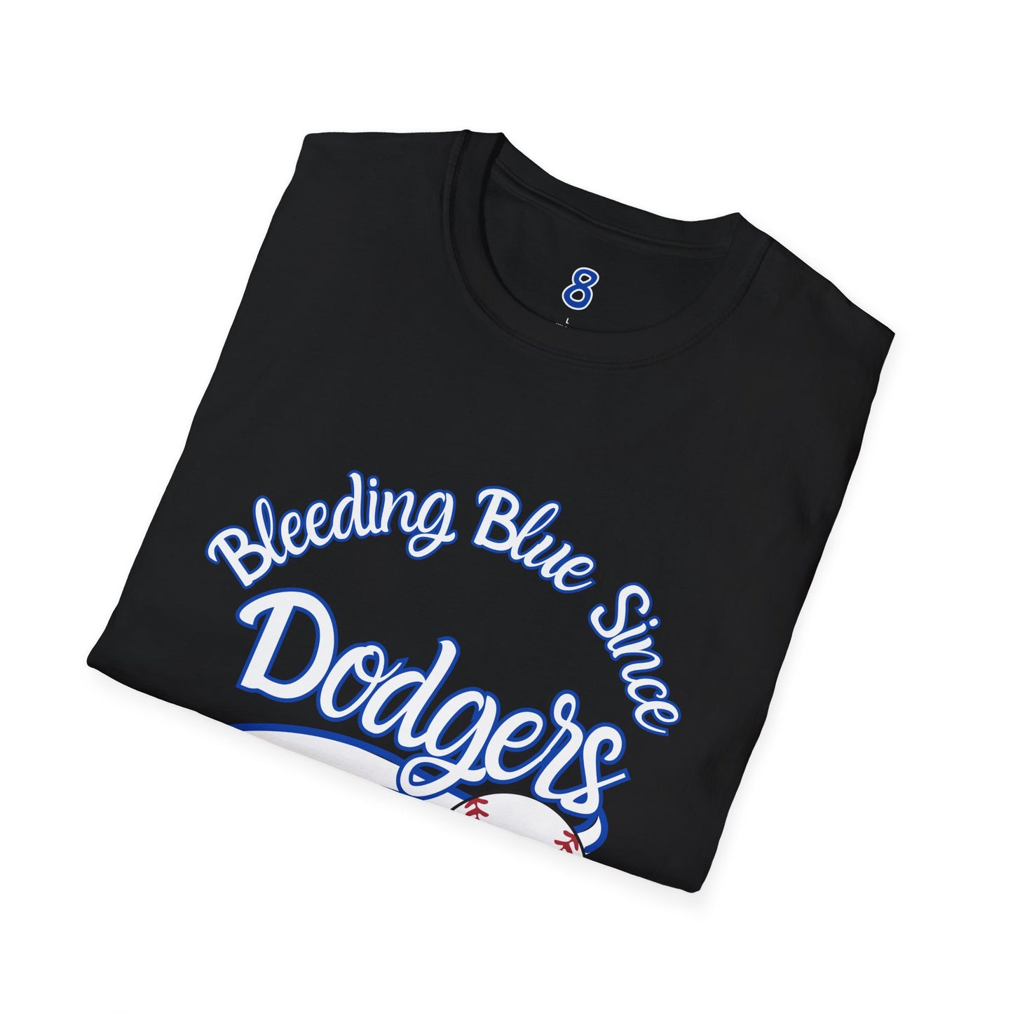 Bleeding Blue Since Customizable Tee - Dodgers 8 Championships Unisex Softstyle T-Shirt -