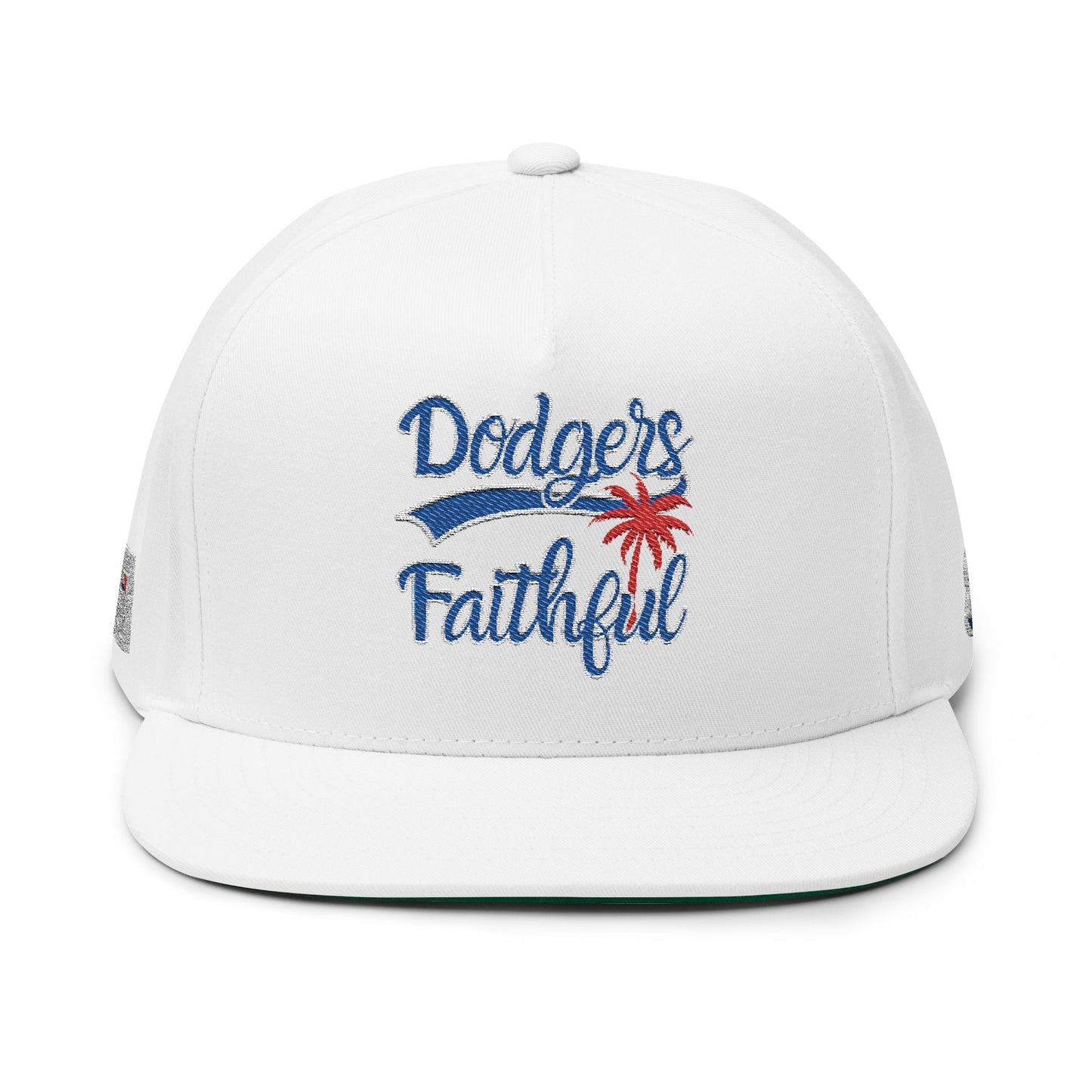 Dodgers 8 World Series Titles Red Palm Flat Bill Snapback MLB Logo Embroidered Baseball Cap