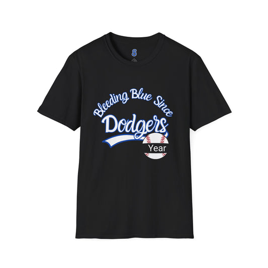 Bleeding Blue Since Customizable Tee - Dodgers 8 Championships Unisex Softstyle T-Shirt -