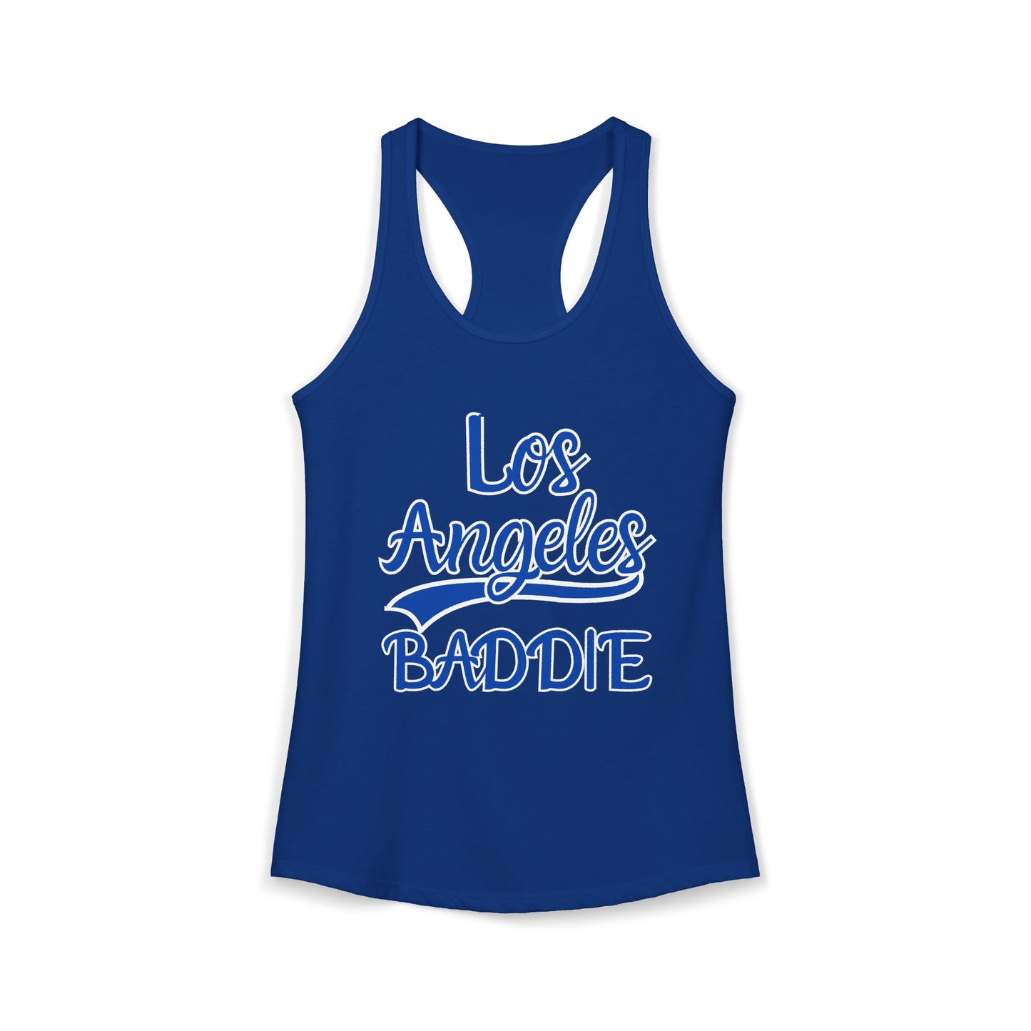 Los Angeles Baddie Racerback Tank Top, Casual Summer Wear, Trendy Workout Shirt, Gift for Fashion Lovers, California Vibes