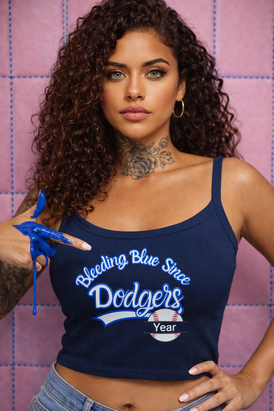 Bleeding Blue, Custom, Women's Spaghetti Strap Tank Top, Personalized Sleeveless Tank
