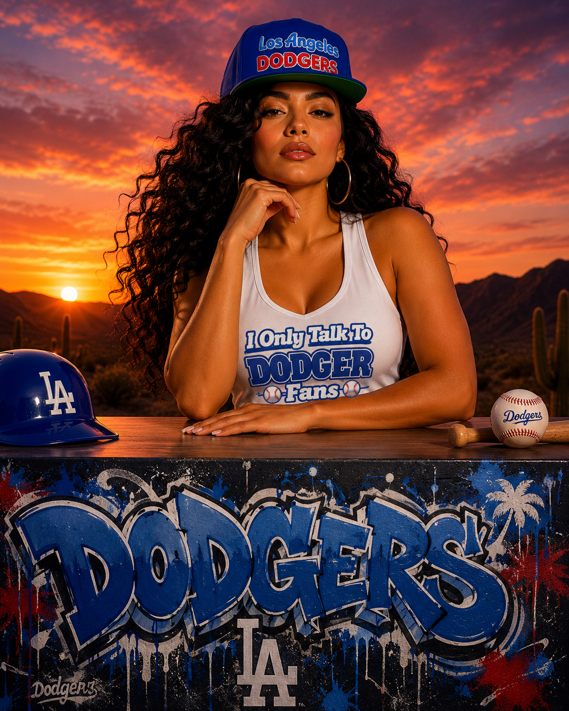 Los Angeles Dodgers Bubble Embroidered Flat Bill Cap