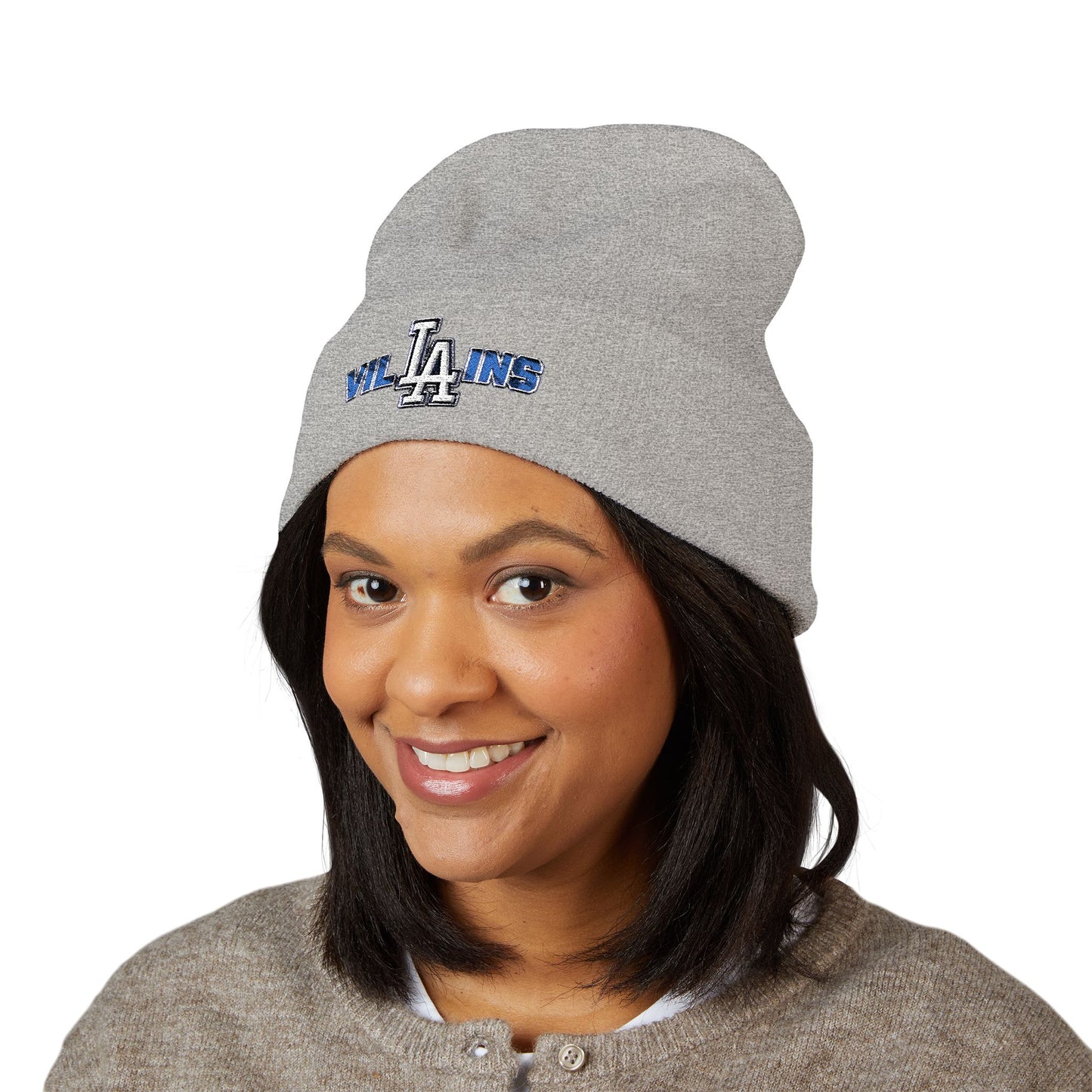 Villains Embroidered Cuffed Knit Beanie