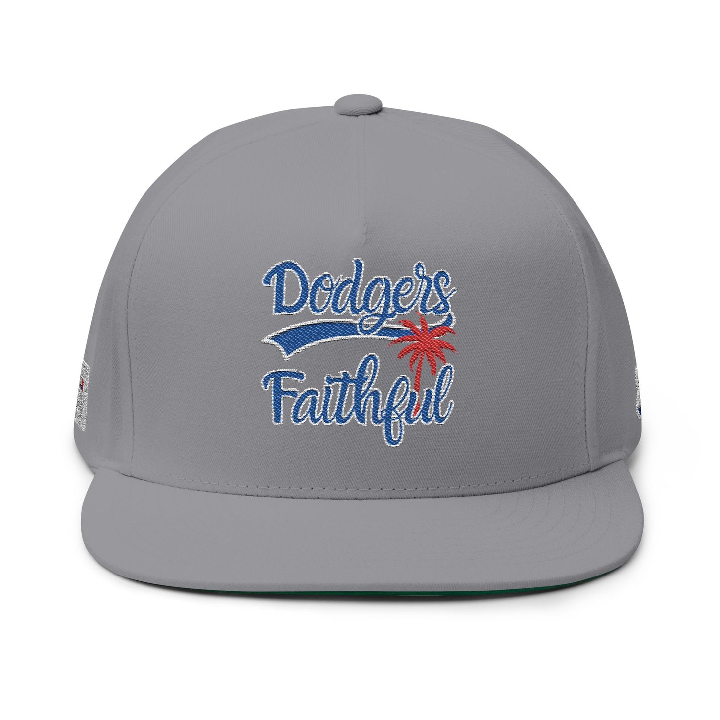 Dodgers 8 World Series Titles Red Palm Flat Bill Snapback MLB Logo Embroidered Baseball Cap
