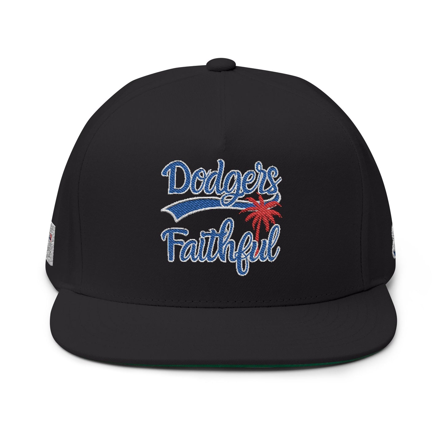 Dodgers 8 World Series Titles Red Palm Flat Bill Snapback MLB Logo Embroidered Baseball Cap