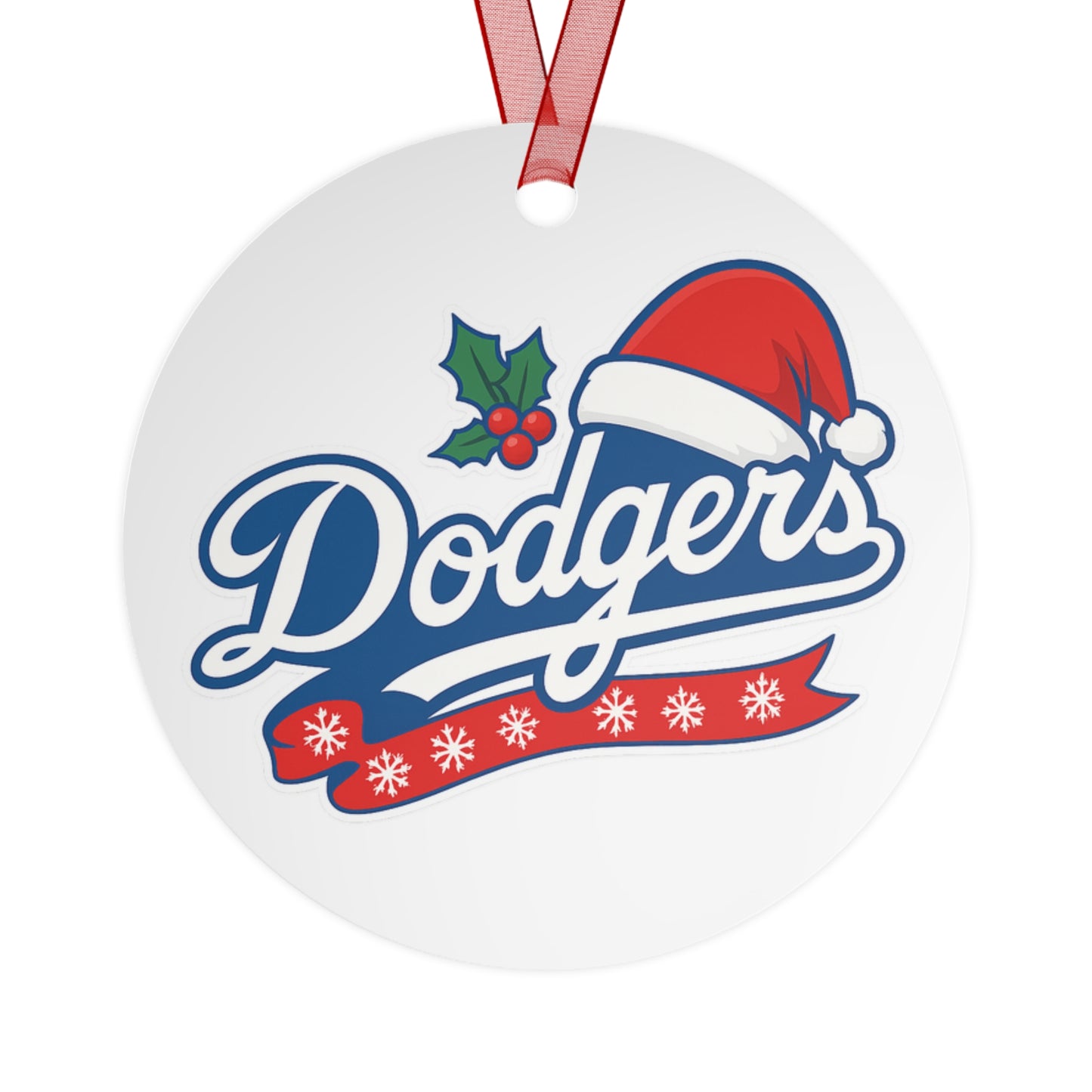 LA Dodgers Logo Double Sided Metal Christmas Ornament