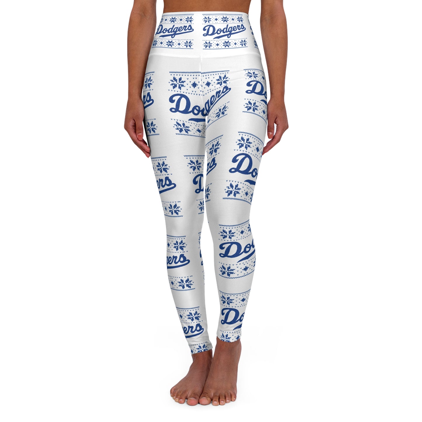 Dodgers Blue Logo Holiday Pattern High Waisted Logo Leggings