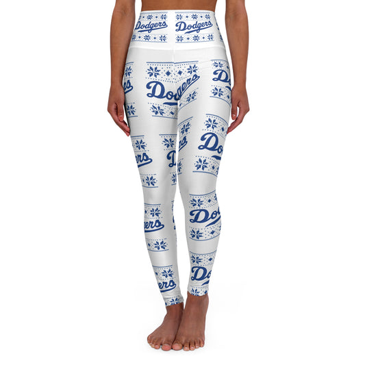Dodgers Blue Logo Holiday Pattern High Waisted Logo Leggings
