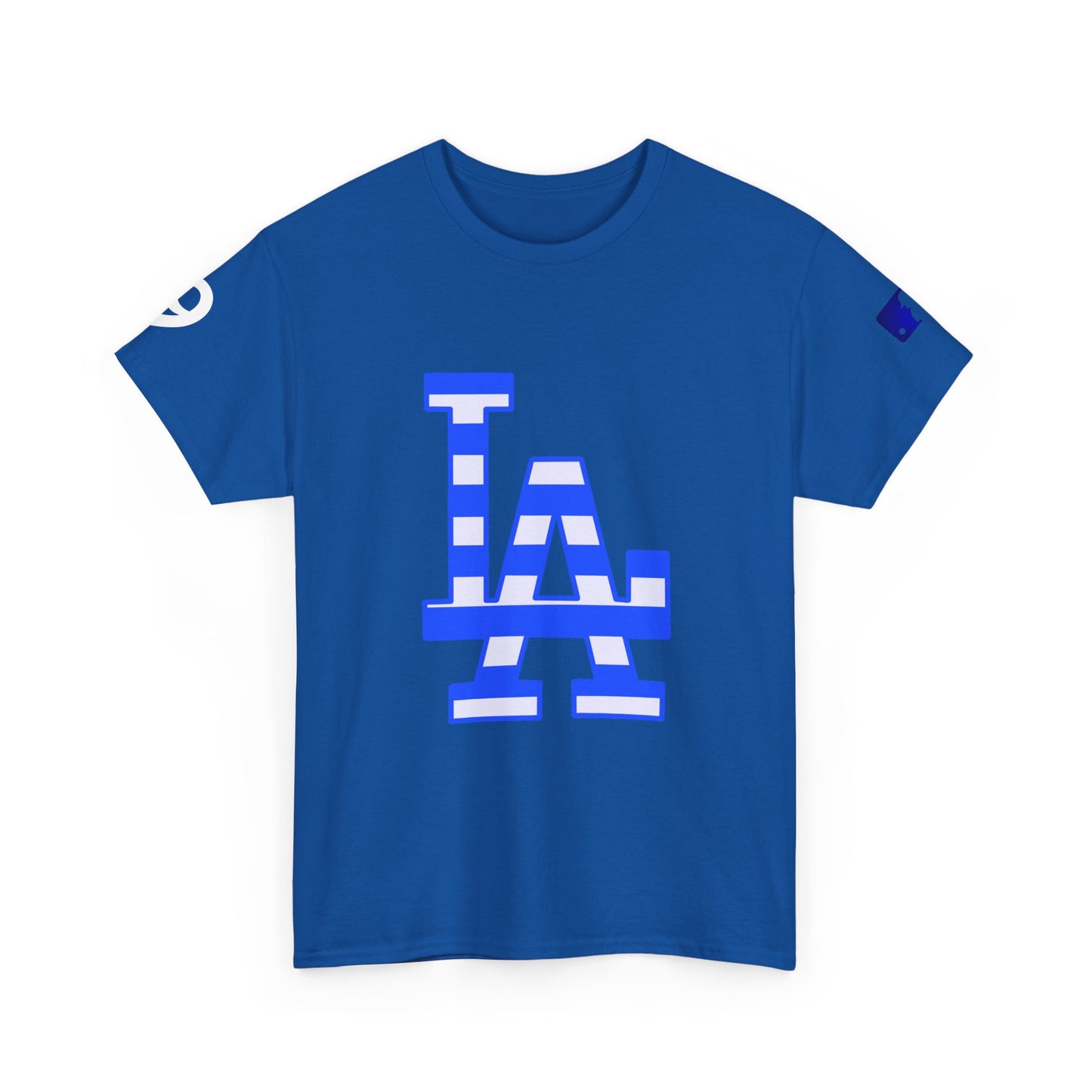 LA striped logo I Bleed Dodgers Blue 9 champs T-Shirt