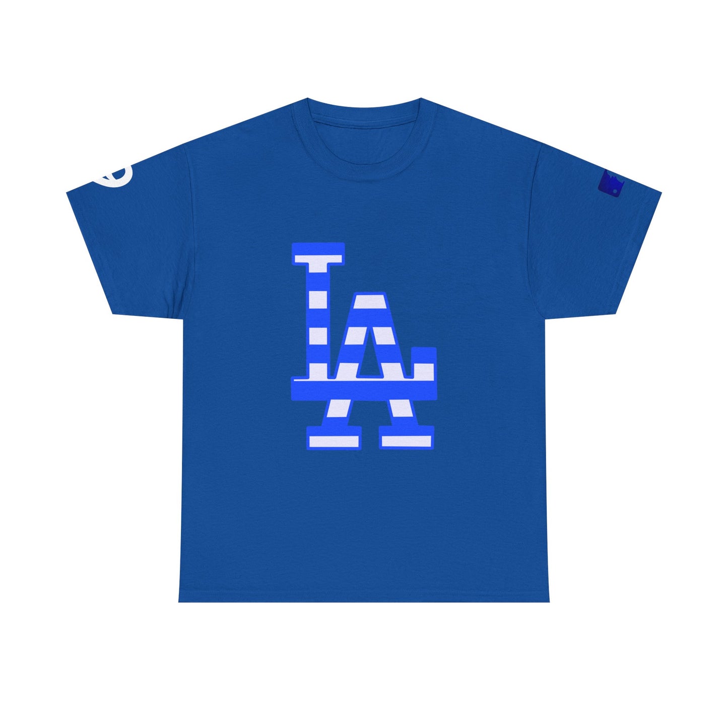 LA striped logo I Bleed Dodgers Blue 9 champs T-Shirt