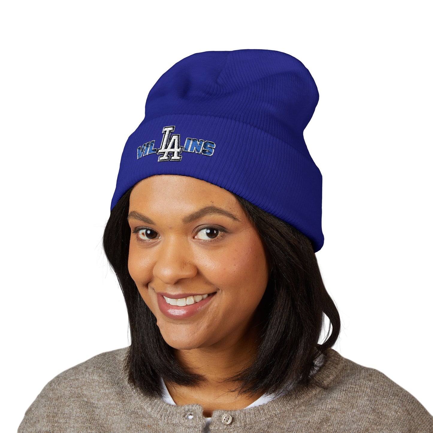 Villains Embroidered Cuffed Knit Beanie