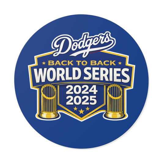 Dodgers Back to Back World Series 2024 2025 Round Vinyl Sticker