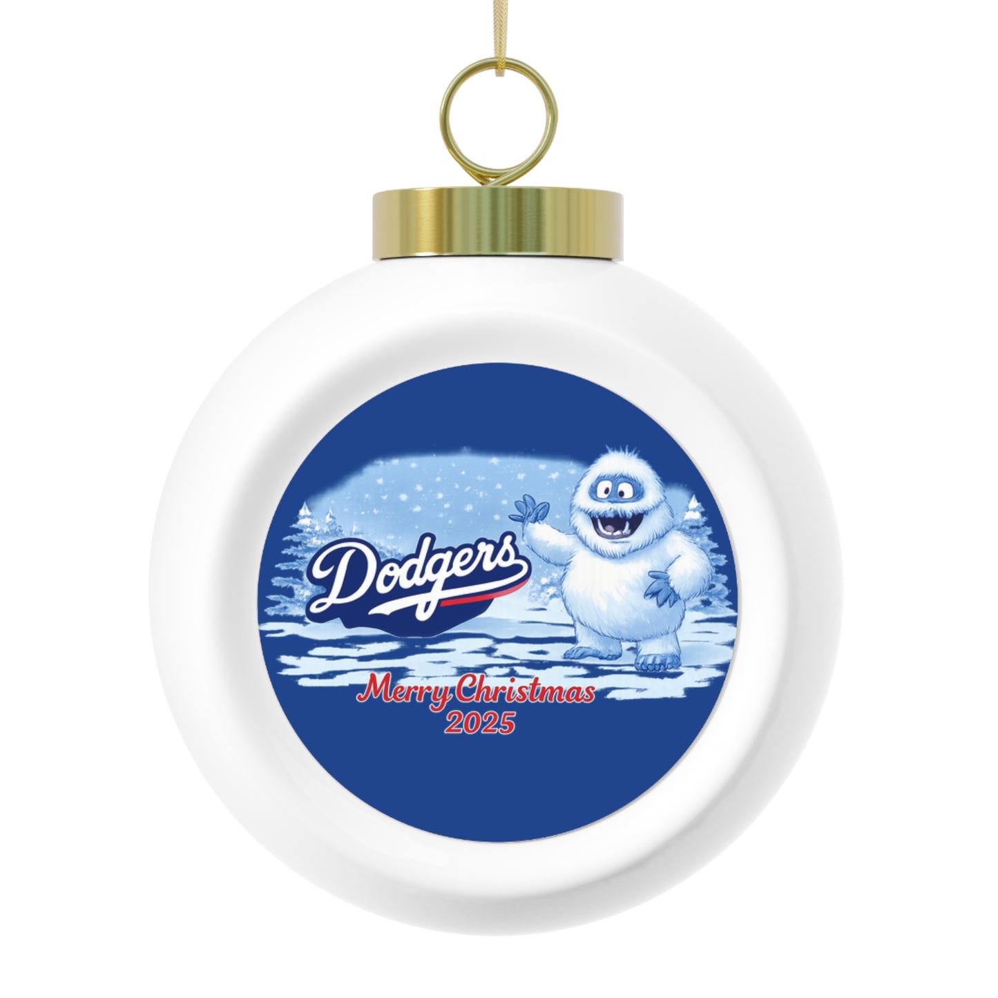 Dodgers Yeti Merry Christmas 2025 Ornament | Baseball Team Holiday Ball