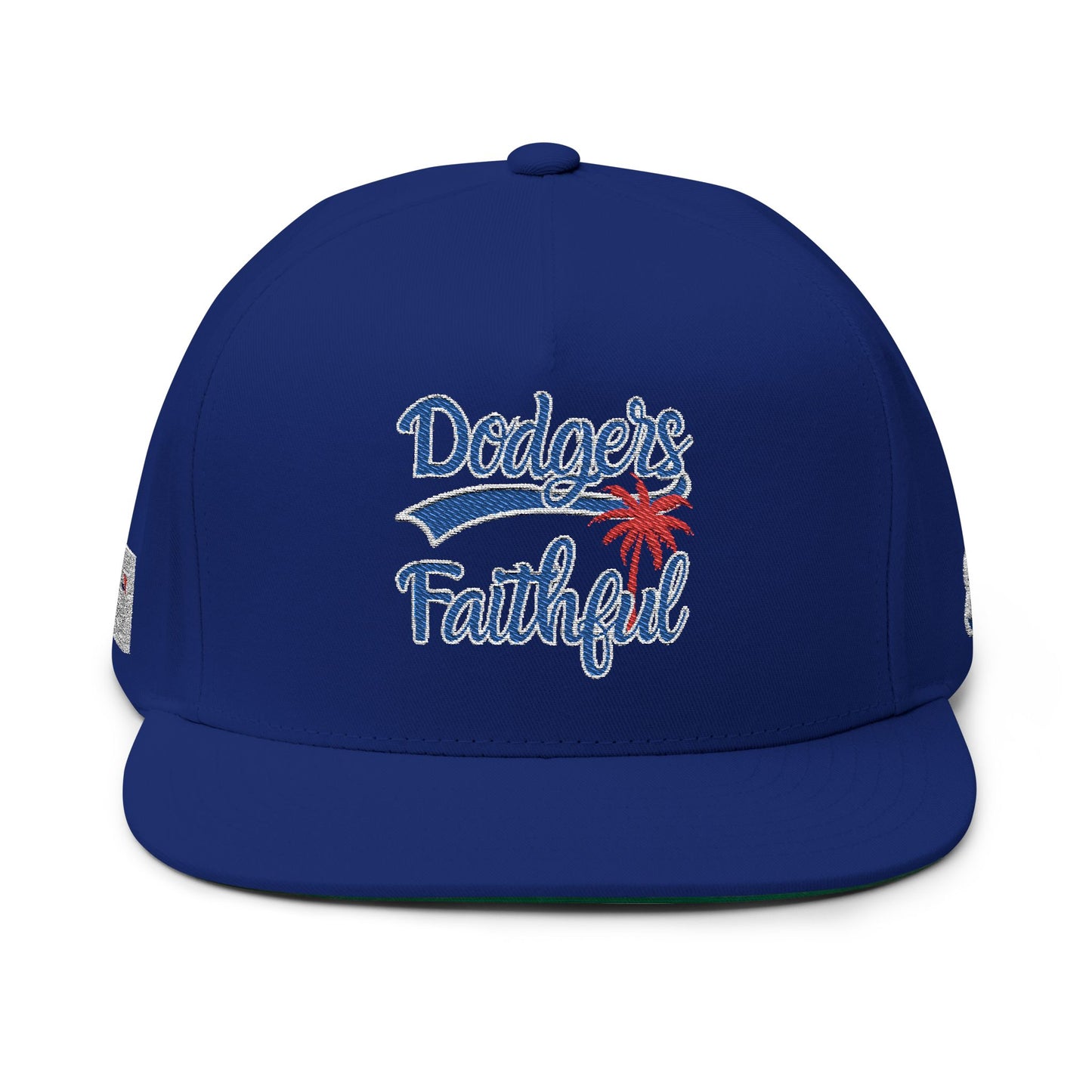 Dodgers 8 World Series Titles Red Palm Flat Bill Snapback MLB Logo Embroidered Baseball Cap