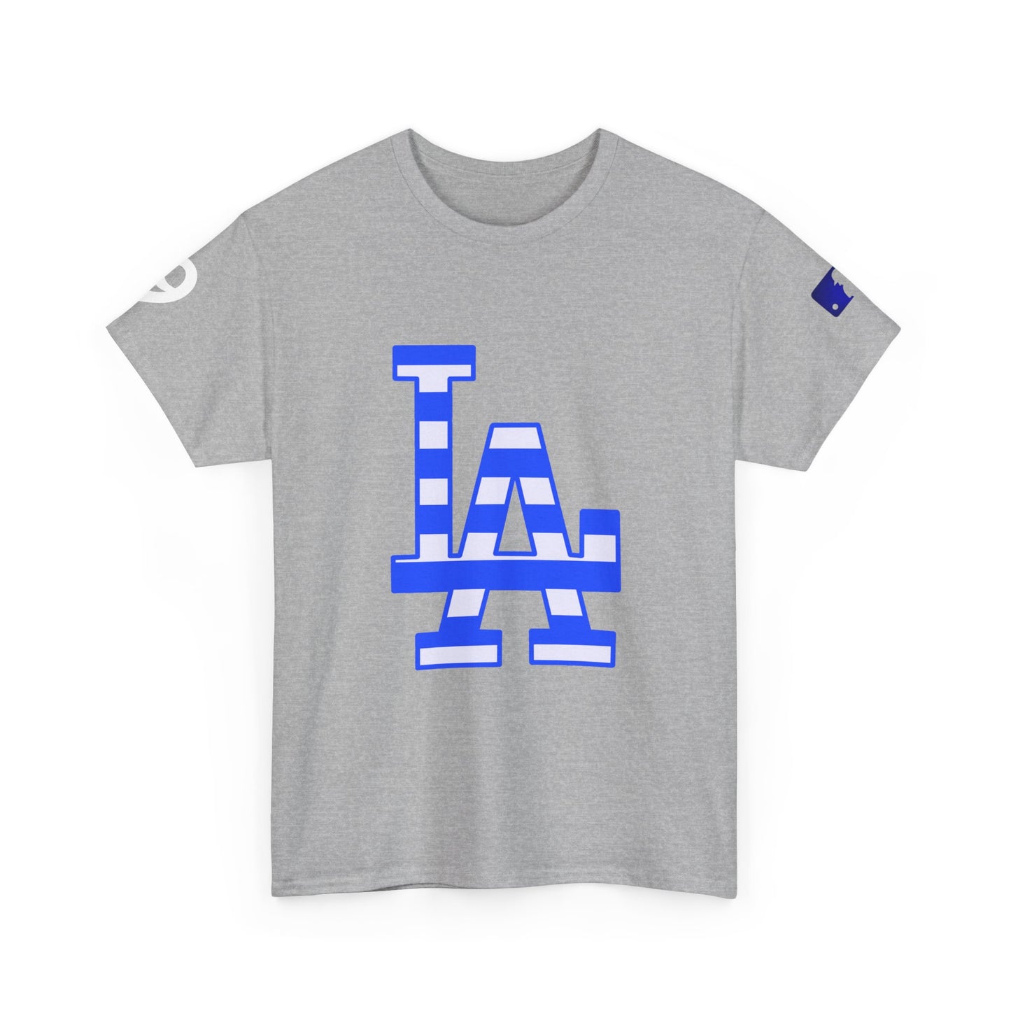 LA striped logo I Bleed Dodgers Blue 9 champs T-Shirt