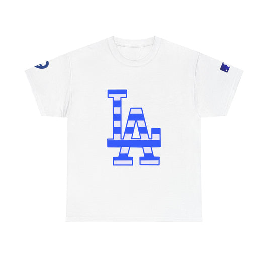 LA striped logo I Bleed Dodgers Blue 9 champs T-Shirt