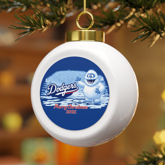Dodgers Yeti Merry Christmas 2025 Ornament | Baseball Team Holiday Ball