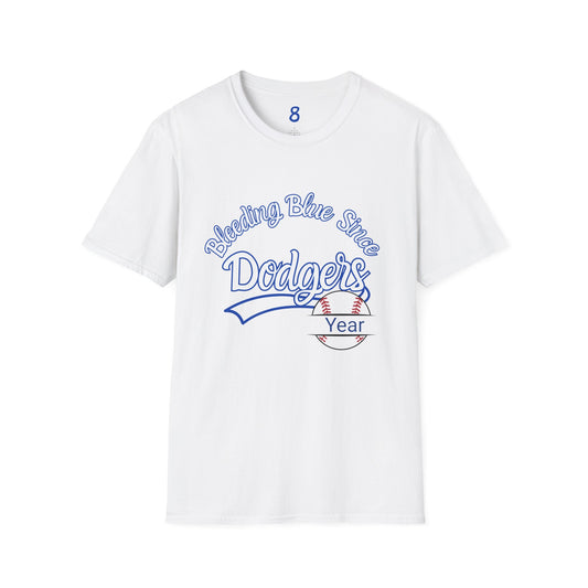 Bleeding Blue Since Customizable Tee - Dodgers 8 Championships Unisex Softstyle T-Shirt -