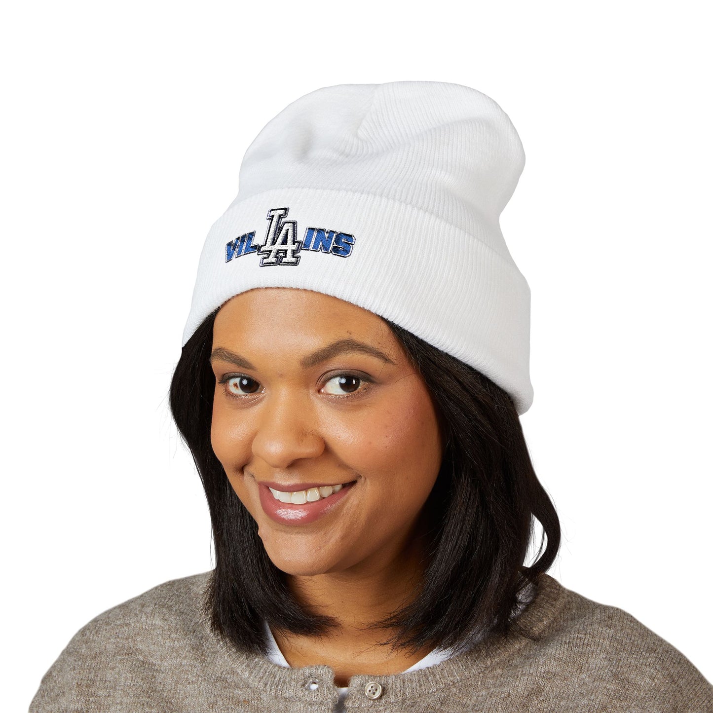 Villains Embroidered Cuffed Knit Beanie